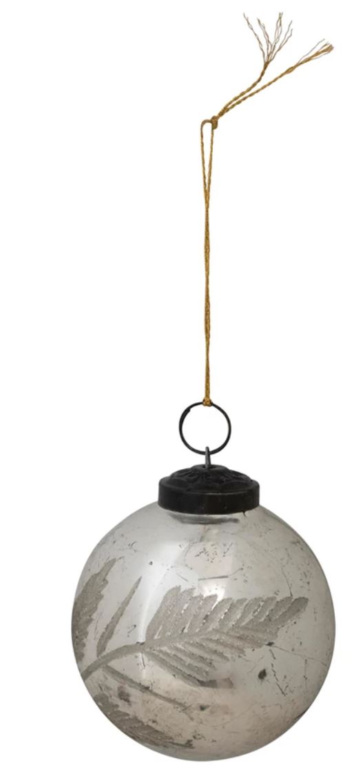 4" Round Mercury Glass Ball Ornament