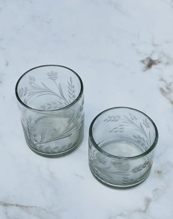 Hand Etched Water Glass