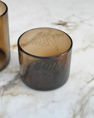 Hand Etched Brown Wine Glass