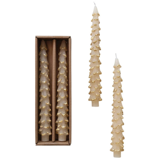 Set of 2 Cream Tree Candles