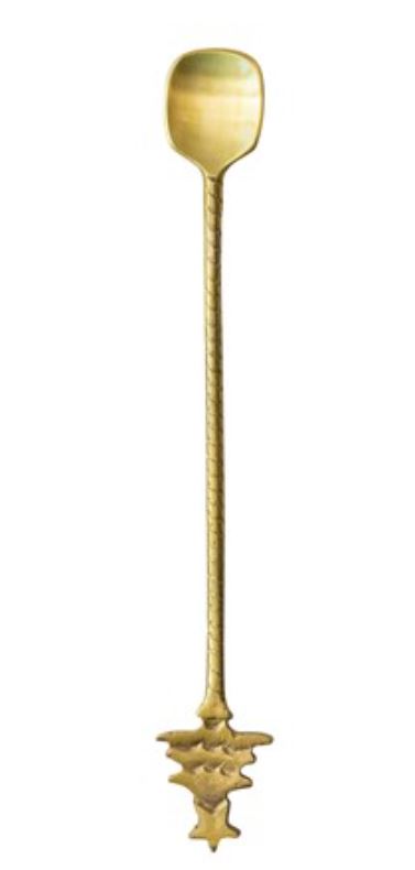 Brass Cocktail Spoon with Tree Handle