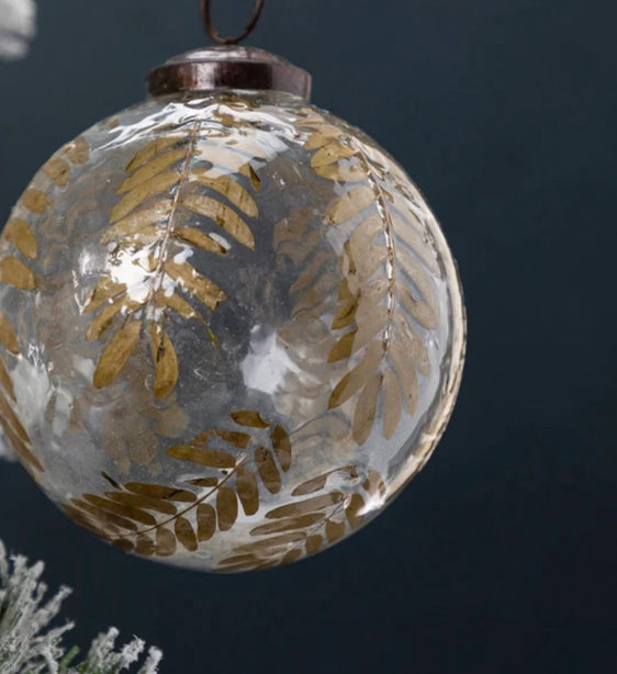 Hand-Blown Glass Ornament with Natural Botanical