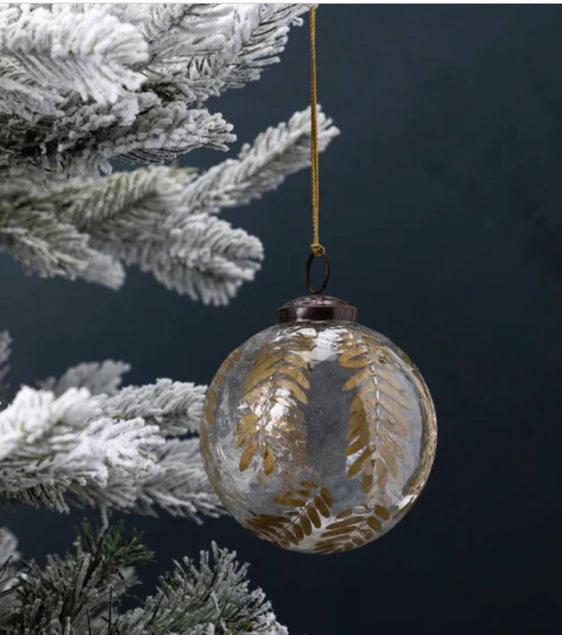 Hand-Blown Glass Ornament with Natural Botanical