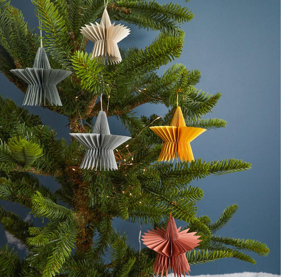 Recycled Paper Star Ornament, Set of 5