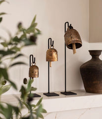 Vintage Inspired Bells with Iron Stands (set of 3)