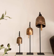 Vintage Inspired Bells with Iron Stands (set of 3)