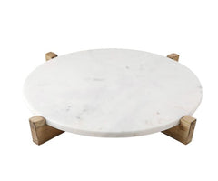 Marble Tray & Natural Mango Wood Stand